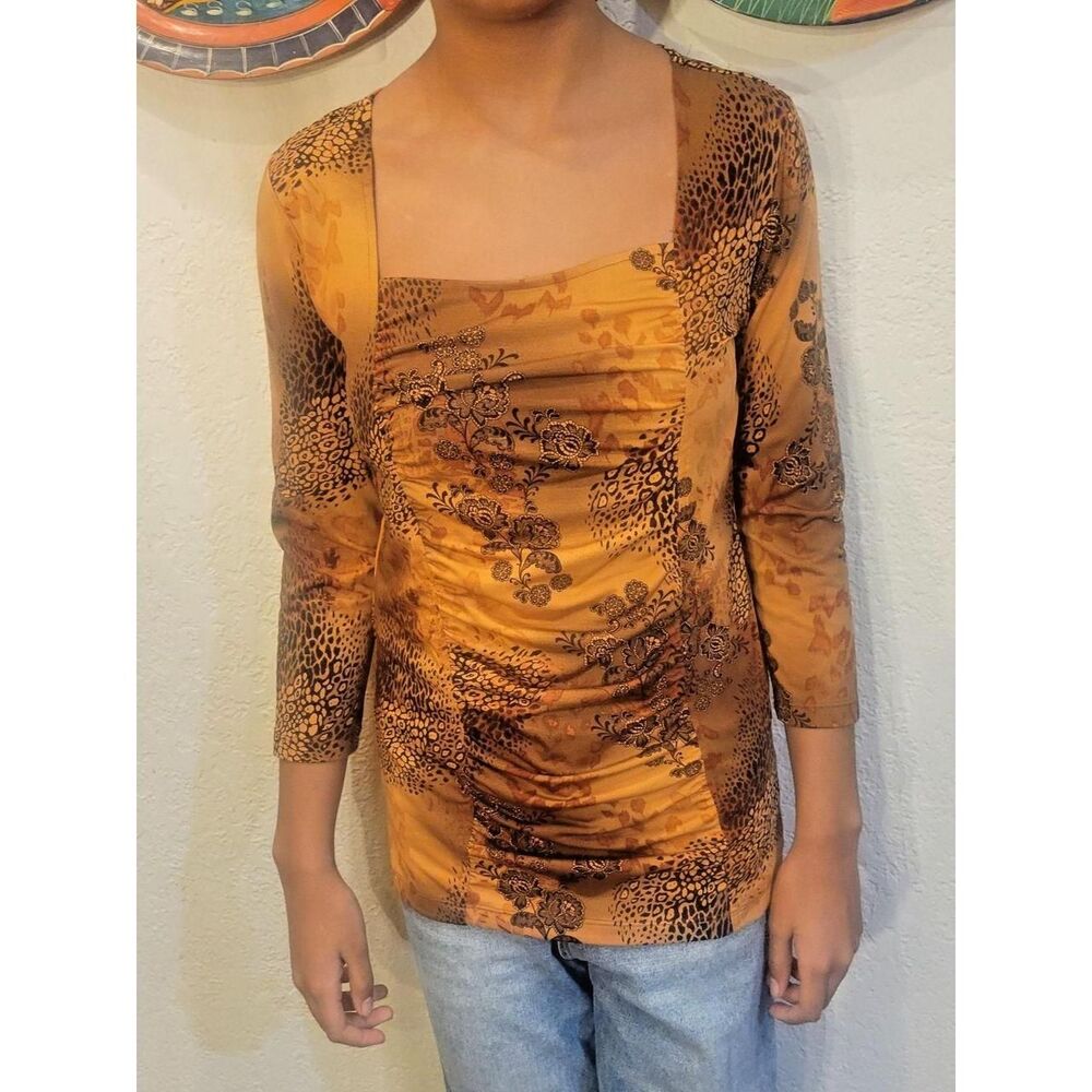 Unbranded Women's Brown and Orange Shirt